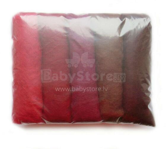Wool Felt Art.VKMIX18-50 Шерсть разноцветная для Сухого и Мокрого валяния,5 шт.(50г)