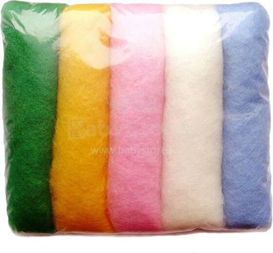 Wool Felt Art.VKMIX19-50 Шерсть разноцветная для Сухого и Мокрого валяния,5 шт.(50г)
