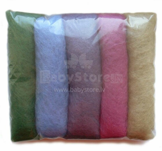 Wool Felt Art.VKMIX25-50 Шерсть разноцветная для Сухого и Мокрого валяния,5 шт.(50г)