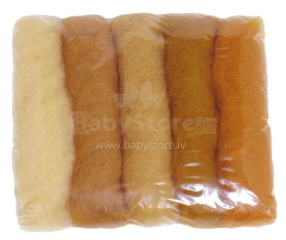 Wool Felt Art.VKMIX28-50 Шерсть разноцветная для Сухого и Мокрого валяния,5 шт.(50г)