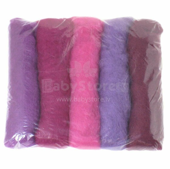 Wool Felt Art.VKMIX30-50  Шерсть разноцветная для Сухого и Мокрого валяния,5 шт.(50г)