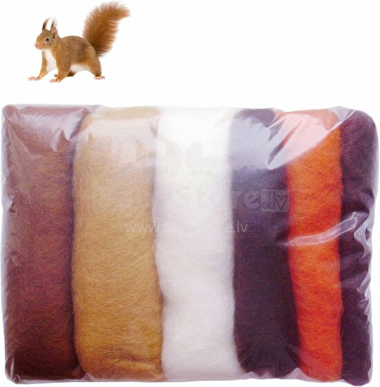 Wool Felt Art.VKMIX52-50 Шерсть разноцветная для Сухого и Мокрого валяния,6 шт.(50г)