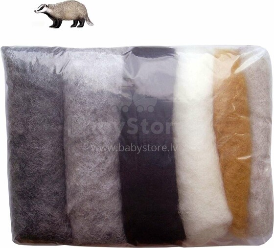 Wool Felt Art.VKMIX55-50 Шерсть разноцветная для Сухого и Мокрого валяния,6 шт.(50г)