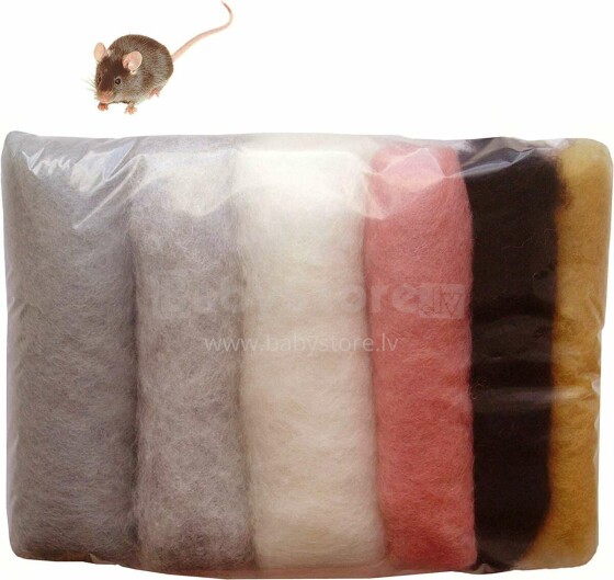 Wool Felt Art.VKMIX56-50 Шерсть разноцветная для Сухого и Мокрого валяния,6 шт.(50г)