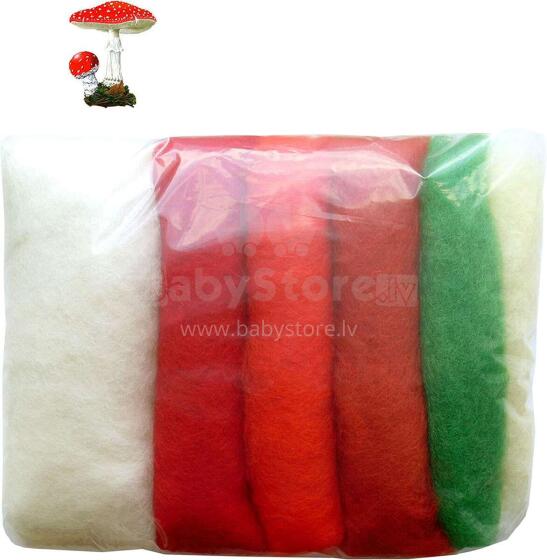 Wool Felt Art.VKMIX62-50 Шерсть разноцветная для Сухого и Мокрого валяния,6 шт.(50г)
