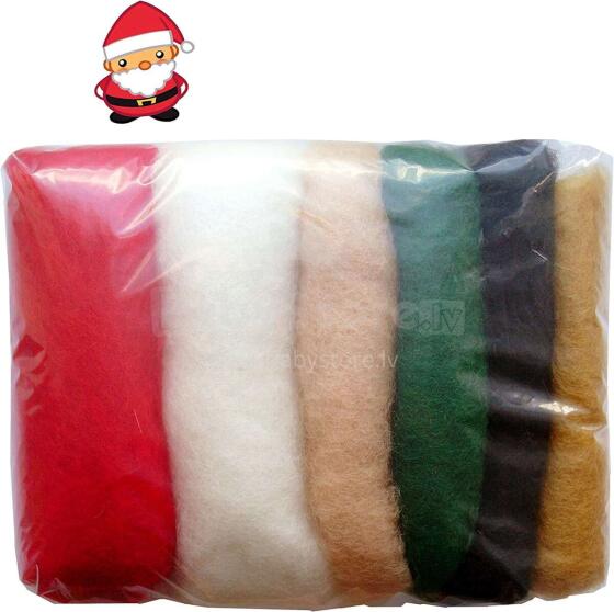 Wool Felt Art.VKMIX63-50 Шерсть разноцветная для Сухого и Мокрого валяния,6 шт.(50г)