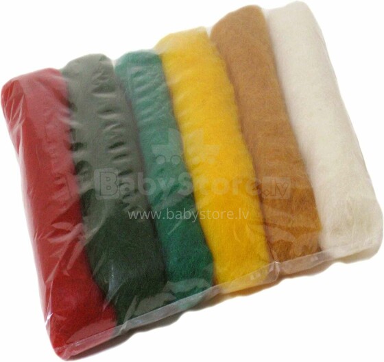 Wool Felt Art.VKMIX17-75 Шерсть разноцветная для Сухого и Мокрого валяния,6 шт.(75г)