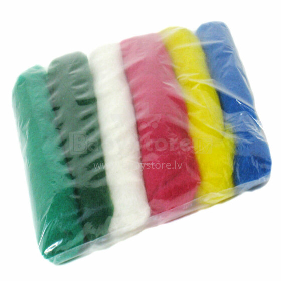 Wool Felt Art.VKMIX20-75 Шерсть разноцветная для Сухого и Мокрого валяния,6 шт.(75г)