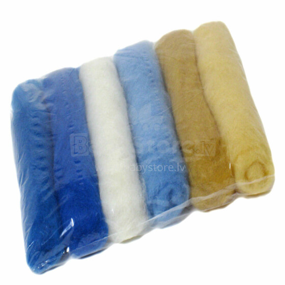 Wool Felt Art.VKMIX24-75  Шерсть разноцветная для Сухого и Мокрого валяния,6 шт.(75г)