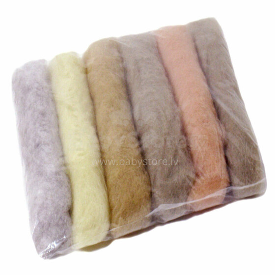 Wool Felt Art.VKMIX32-75 Шерсть разноцветная для Сухого и Мокрого валяния,6 шт.(75г)