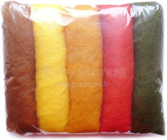 Wool Felt Art.VKMIX21-50 Шерсть разноцветная для Сухого и Мокрого валяния,5 шт.(50г)