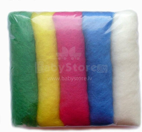 Wool Felt Art.VKMIX20-50 Шерсть разноцветная для Сухого и Мокрого валяния,5 шт.(50г)