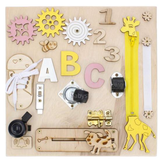 3toysm MONTESSORI  Busy Board Art.MT03 koka rotaļlieta 30x30