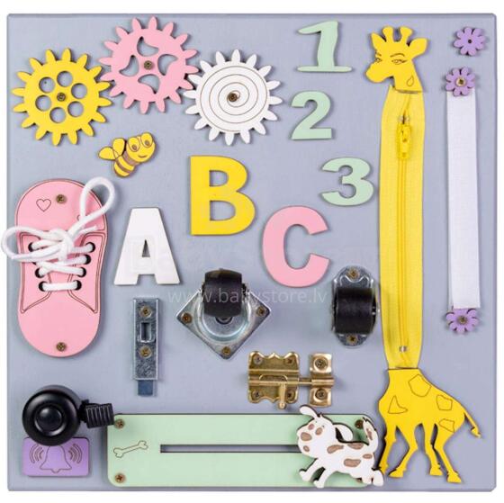 3toysm MONTESSORI  Busy Board Art.MT04 Развивающая доска 30x30