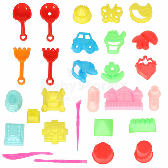 Ikonka Art.KX4769_1 Sand accessories toy moulds shovels 28el.
