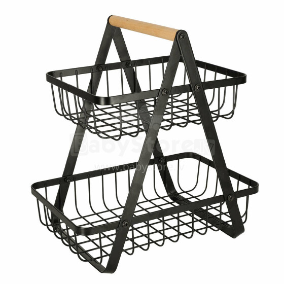Ikonka Art.KX4682 Double-decker fruit basket metal wood