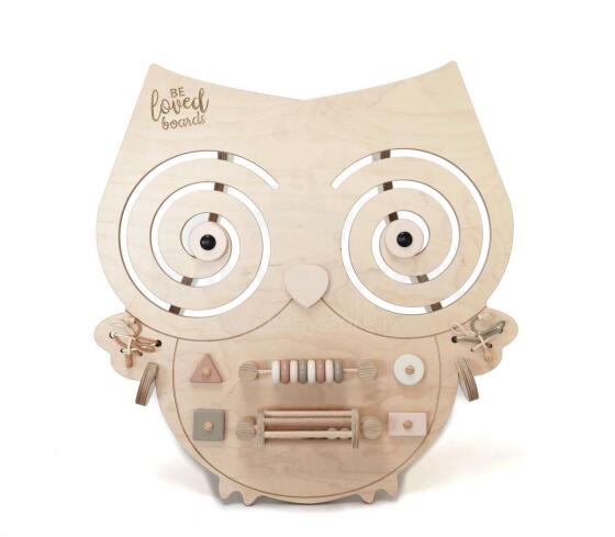 Beloved Boards Art.BBO003 Nordic Pink Деревянная доска для развития моторики Сова