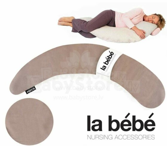 „La Bebe ™ Moon“ motinystės pagalvė Art.Beige „Satin Black“ didelė pagalvė nėščioms moterims su silikono sintepono (rutulinio sintepono) įdaru (ypač švelniu ir tyliu), 195 cm
