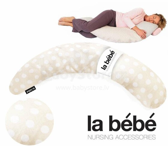 La Bebe™ Moon Maternity Pillow Art.152366 White Dots Большая подушка для беременных с наполнителем из Memory Foam (особенно мягкий и тихий наполнитель