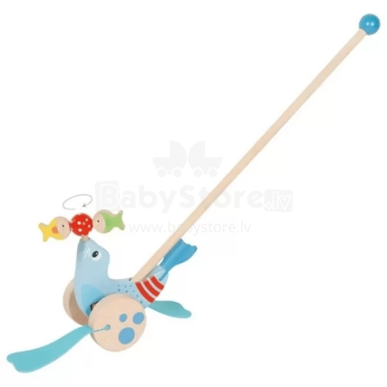 Goki Push-along animal Seal Art.54898 Wooden toy roller