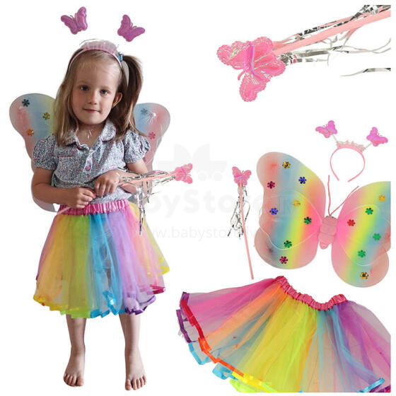Ikonka Art.KX4591 Butterfly costume wings rainbow fairy