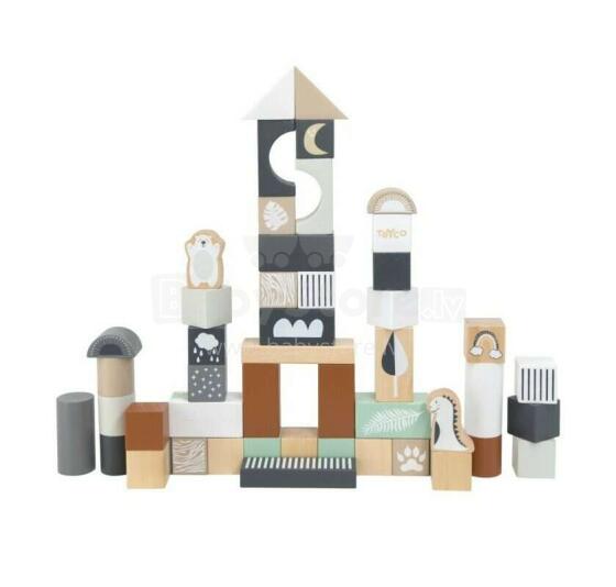 Label Label Buildings Blocks Art.TR-353001 Деревянные кубики в ведёрке,50 шт