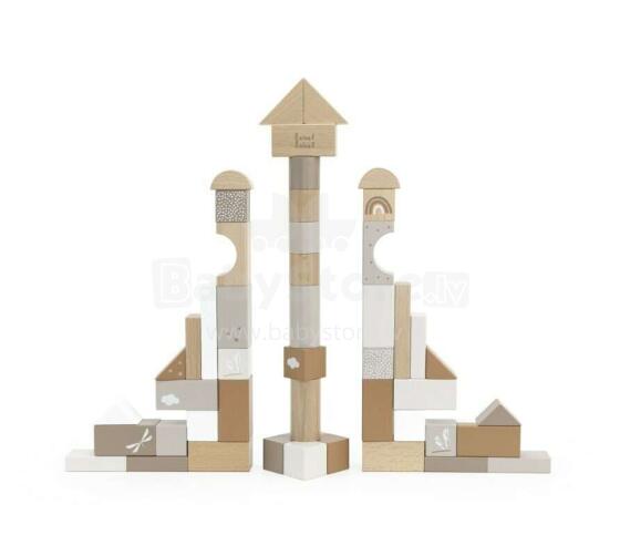 Label Label Buildings Blocks Art.LLWT-37100 Деревянные кубики в ведёрке,50 шт
