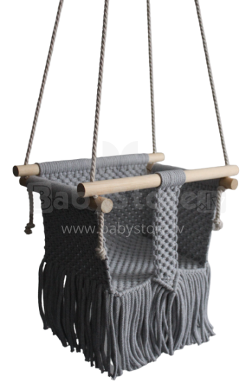 HandicraftBee Art.153320 Высококачественные регулируемые вязаные качели для малышей серого цвета (производство Латвия)