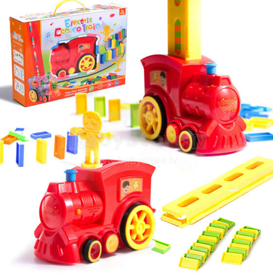Ikonka Art.KX6680_2 Lokomotīve Vilciens Puzle domino vilciens sarkans