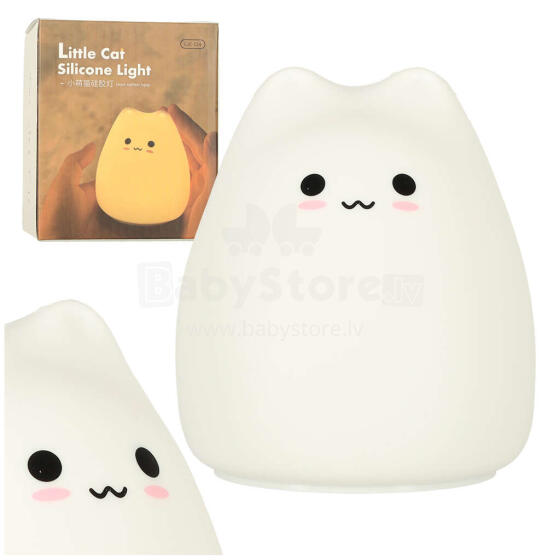 Ikonka Art.KX4597 Silicone night light white cat