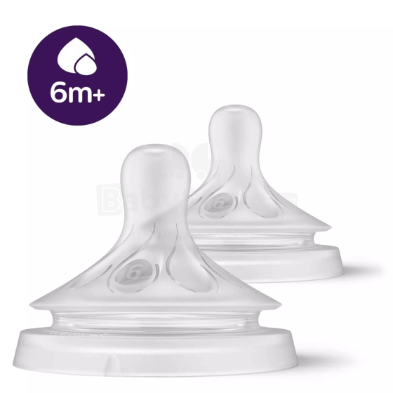 Phillips Avent Natural Response Art.SCY966/02 Силиконовые соски для бутылочки для густых жидкостей 6м+ (2 шт.)