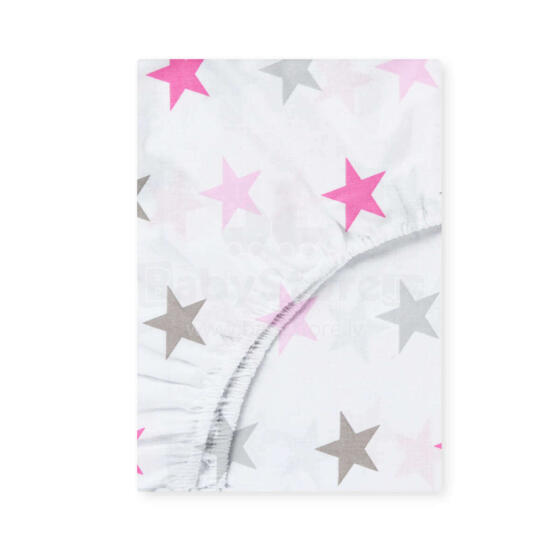 UR Kids Cotton  Art.153485 Простынка хлопковая с резинкой со звёздочками 140x70cм
