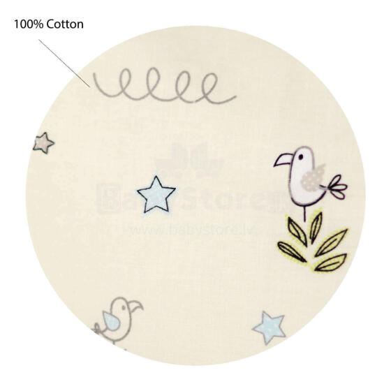 UR Kids Cotton  Art.153487 Birds Простынка хлопковая с резинкой 140x70cм