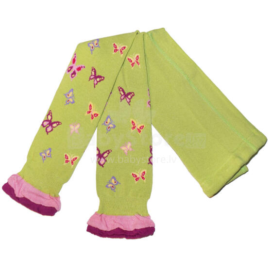 Weri Spezials Детские Леггинсы Capri Butterfly Pear Green ART.WERI-0283 Высококачественные детские леггинсы из хлопка для девочек с милой воздушной рюшей