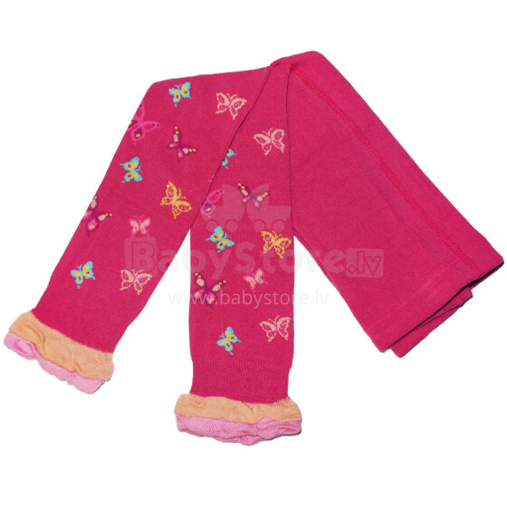 Weri Spezials Bērnu Leggingi Capri Butterfly Hot Pink ART.WERI-0277 Augstas kvalitātes bērnu kokvilnas legingi meitenēm ar jaukiem gaisīgiem volāniem