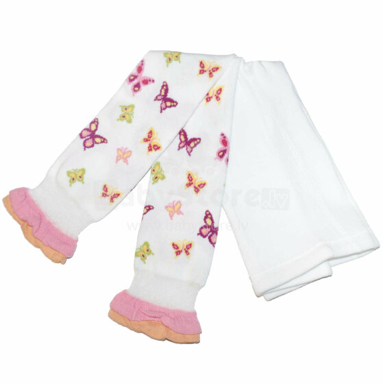 Weri Spezials Leggins for Children Capri Butterfly White ART.WERI-0289 High quality children's cotton leggings for girls with cute airy ruffle