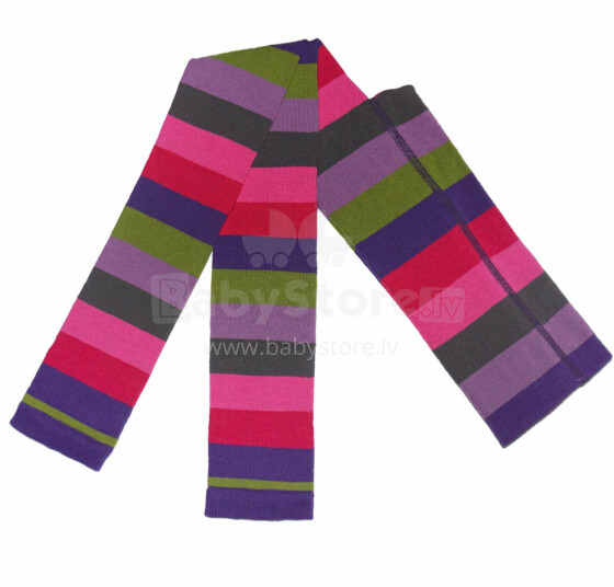 Weri Spezials Leggins for Children Lilac Forest Block Stripes ART.WERI-0497 High quality children's cotton leggings for girls with cute design