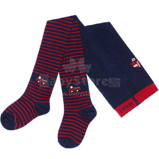 Weri Spezials Детские колготки Truck Navy and Ruby ART.SW-1304 Высококачественные детские хлопковые колготки для мальчиков
