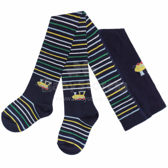 Weri Spezials Children's Tights Yellow Train Navy ART.SW-1247 High quality children's cotton tights for boys