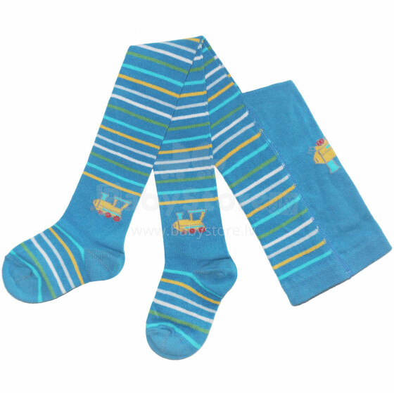 Weri Spezials Children's Tights Yellow Train Blue ART.SW-1254 High quality children's cotton tights for boys
