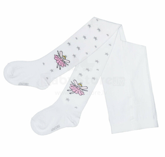 Weri Spezials Children's Tights Star Fairy White ART.WERI-6009 High quality children's cotton tights for girls with cute design