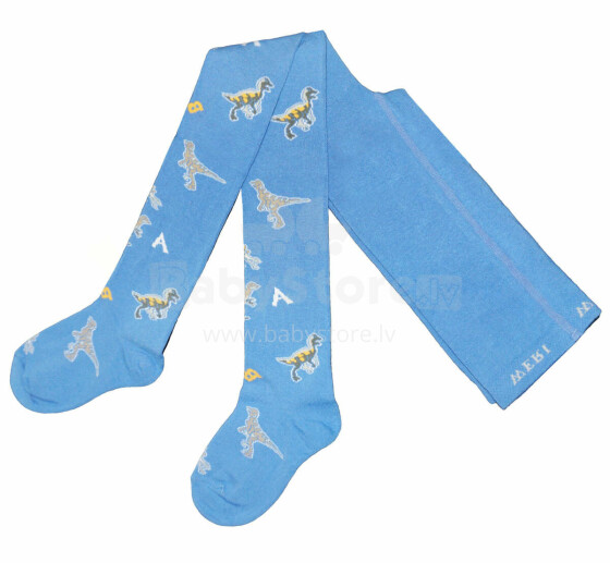 Weri Spezials Children's Tights Dinosaur Medium Blue ART.WERI-8390 High quality children's cotton tights for boys