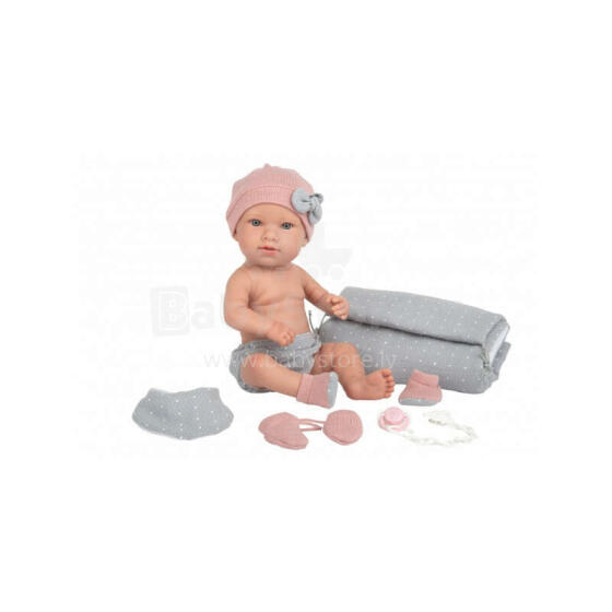 Arias Baby Doll Salma Art.AR65287 Lelle ar pelēku pledu, 42 cm