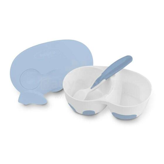 Babyono Art.1067 Blue Galda komplekts Bļoda ar neslīdošu pamatni un karote