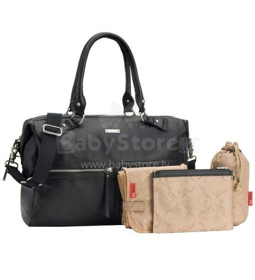 Storksak Caroline Leather Bag Art.147194 Black Māmiņu soma