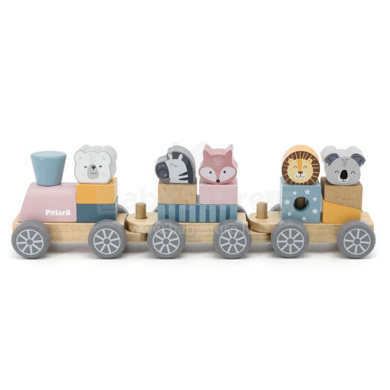 PolarB Wooden Train Art.255614 Koka vilciens ar noņemamām figūrām - klučiem