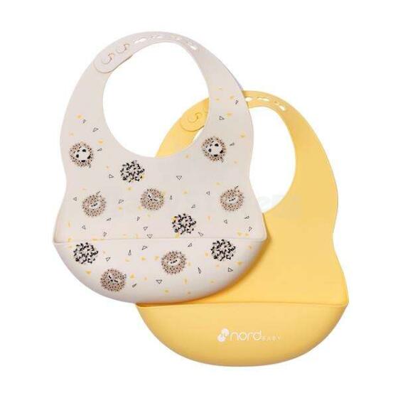 Nordbaby Silicone Bib Art.265771  Силиконовый, мягкий нагрудник с кармашком, 6+м.2 шт.