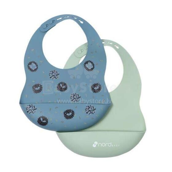 Nordbaby Silicone Bib Art.265772  Priekšautiņš silikona, ar kabatiņu, 6+m .2 gab.