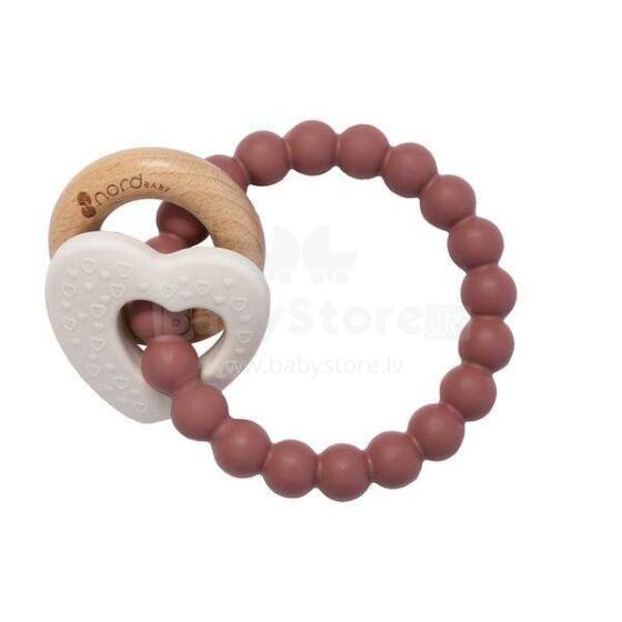 Nordbaby Silicone Teether  Art.265765 Pink Силиконовая погремушка (100% натуральная)