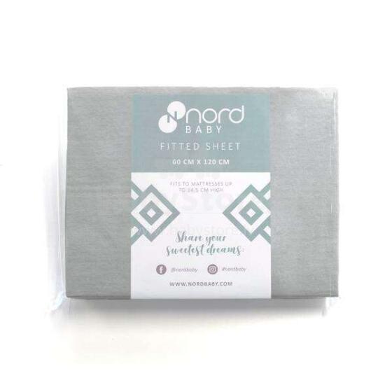 Nordbaby Sheet Art.232390 Grey Kokvilnas palags ar gumiju  60x120 cm